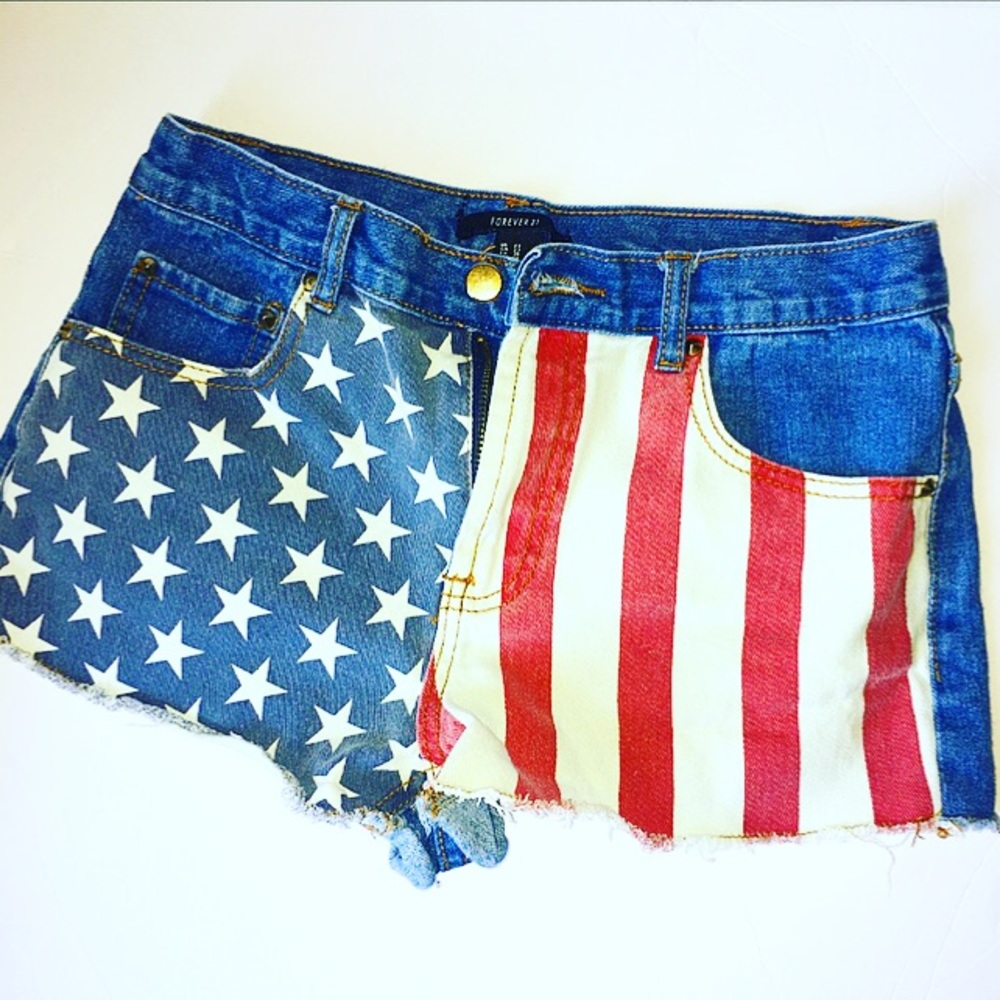American Flag Denim Shorts